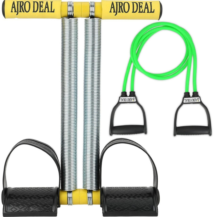 AJRO DEAL Double Spring Tummy Trimmer For Workout & Heavy Resistance Tube Ab Exerciser(Yellow, Green)
