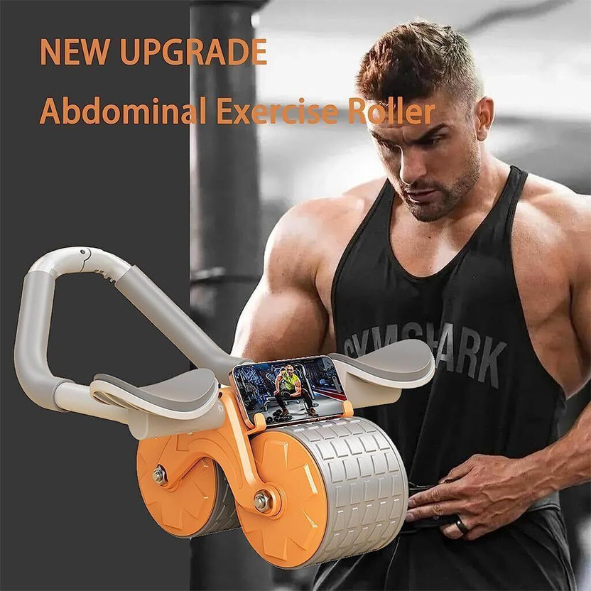 Mynxe Automatic Rebound Ab Exercise Roller with Elbow Support and Timer Ab Exerciser Ab Exerciser(Orange, Grey)