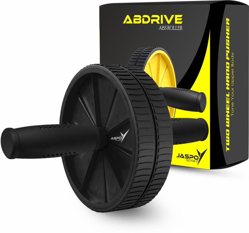 Jaspo AB Drive Abs Roller Wheel with Stainless Steel Rod for Men & Women–Core Strength Ab Exerciser(Black)