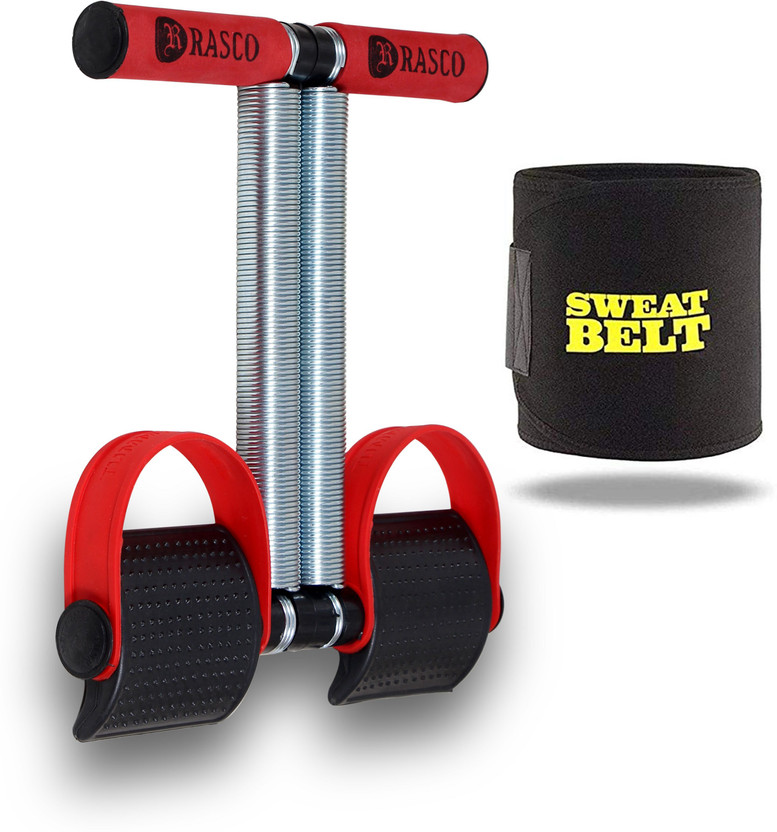 RASCO Combo Red Double Steel Spring with Sweat Belt Size Free Ab Exerciser(Red, Black)