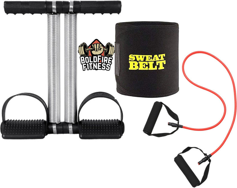 BoldFire Ab Exeerciser Tummy Trimmer With Sweat Belt & Single Tonning Tube(Pack of 3) Ab Exerciser(Multicolor)