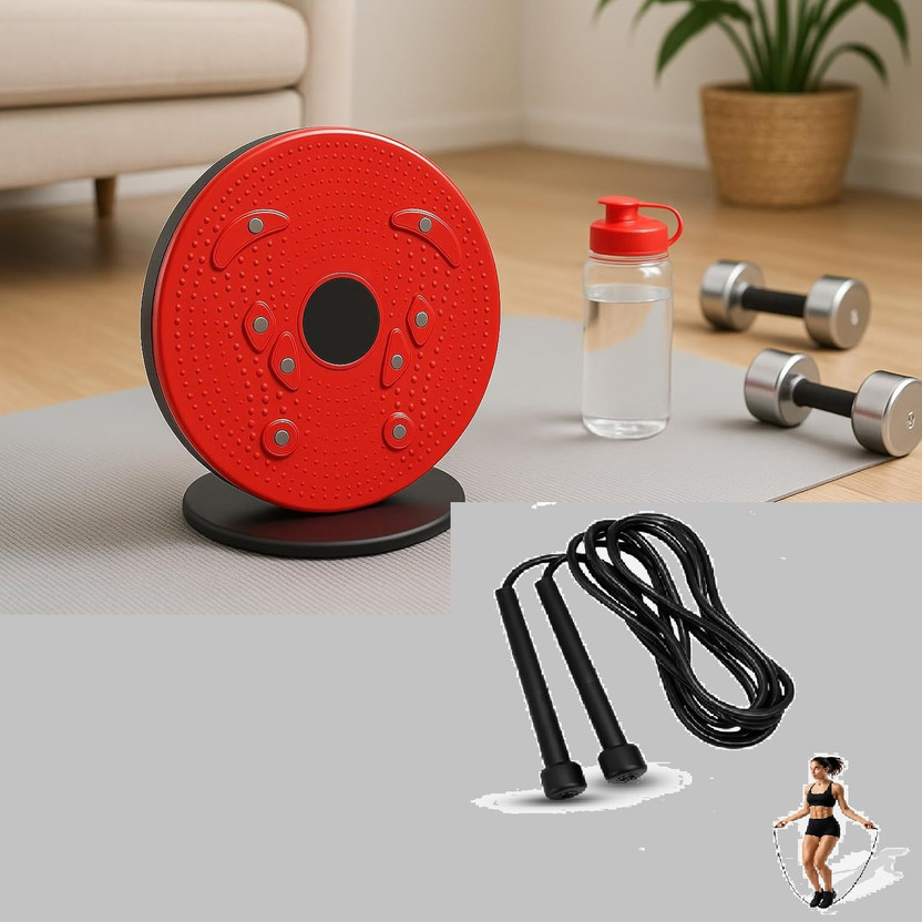 CARDIORAMA Combo for Home Gym Twister & Skipping Rope Full Body Exerciser for Men & Women Ab Exerciser(Red, Black)
