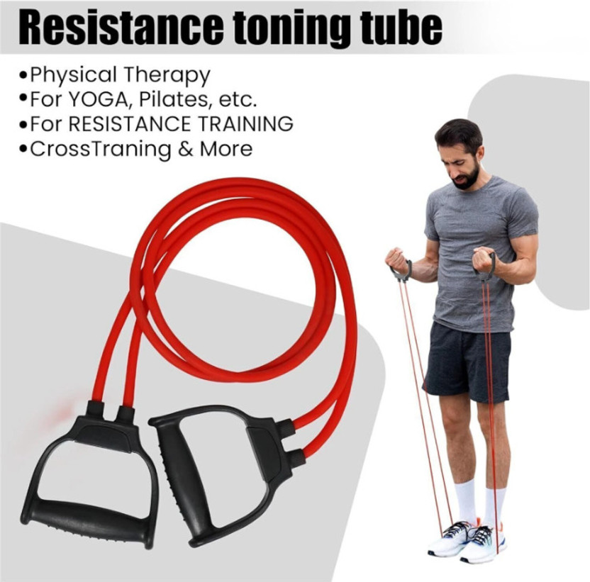 FITVOX Double Toning Tube,Exercise & Stretching Resistance Band AB EXERCISER Ab Exerciser(Red)