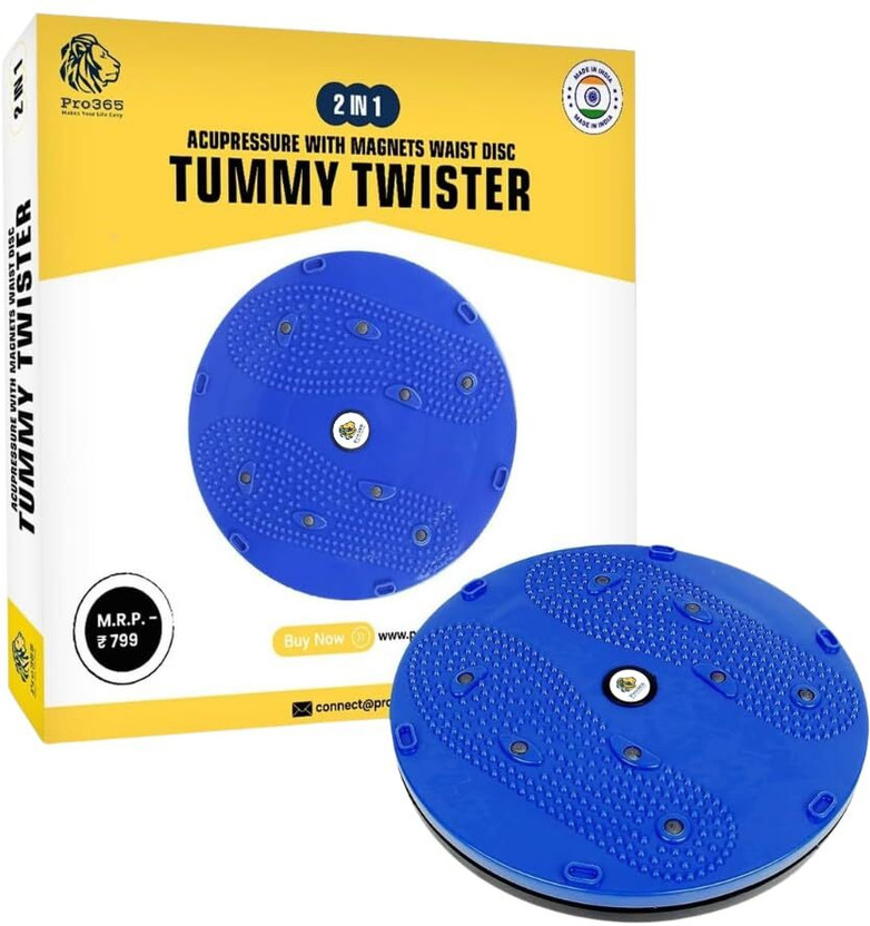 PRO365 Disc Acupressure Magnets Reflexology Slimming Abdominal 2 in 1 tummy twister Ab Exerciser(Blue)
