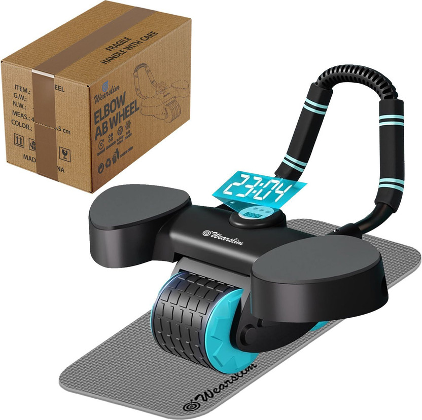 Wearslim Automatic Rebound Ab Abdominal Exercise Roller with Elbow Support and Timer Ab Exerciser(Black, Blue)
