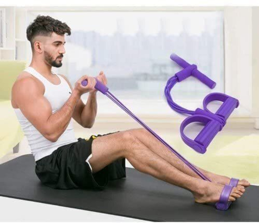 Sharda 4 - Tube Pedal Resistance Band Tummy Trimmer Ab Exerciser(Multicolor)