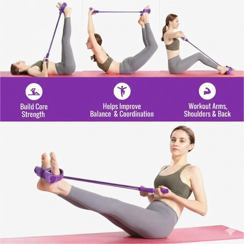 BoldMove Pull Reducer Tummy Trimmer Resistance Band Pedal Exerciser for Home Workout Resistance Tube(Multicolor)