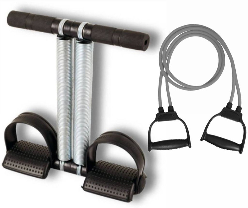 SUVIKSHA Fitness Combo Kit of Double Spring Tummy Trimmer & Toning Tube for Home, Gym Ab Exerciser(Black, Grey)