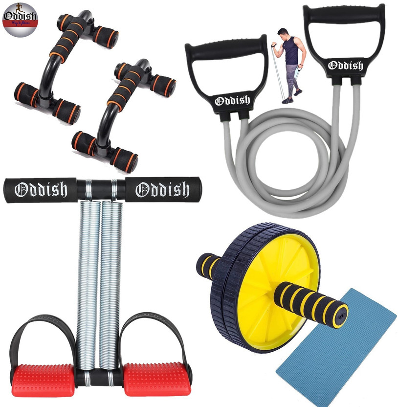 Oddish 12 inch Tummy Trimmer and pushup bar, Toning tube with abdominal wheel Ab Exerciser(Red)