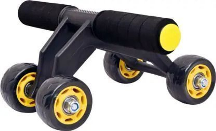 PRO365 Abdominal 4 wheel ab roller with knee mat with Knee Mat for Stomach Exercise Ab Exerciser(Black, Yellow)