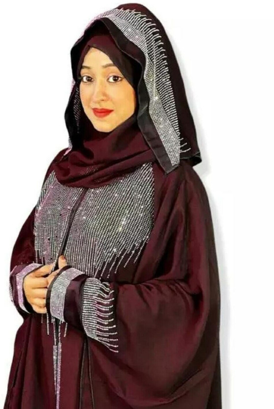 ZUZUU Nida Matte Burqa With Hijab(Maroon)