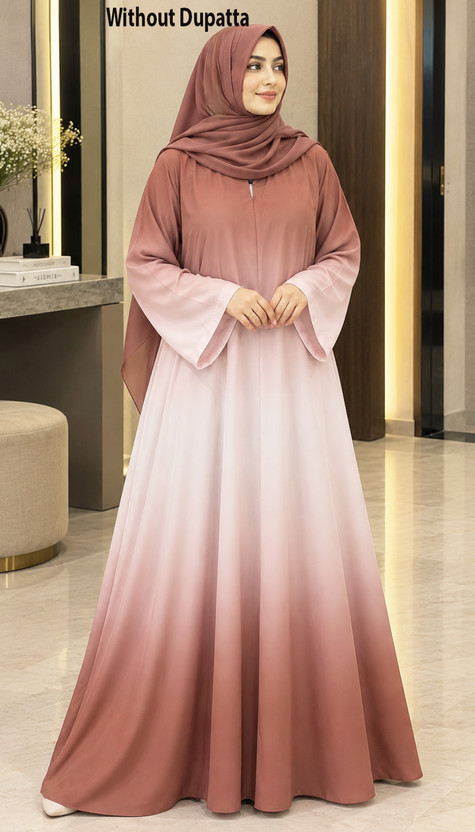 Buraque Buraque Designer Polyester Printed Abaya With Hijab(Brown, White) - Flipkart Deal