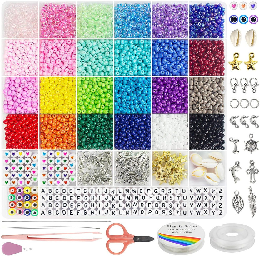 BIGMOTHERS 17000pcs 2mm Glass Seed Beads for Jewelry Making Kit
