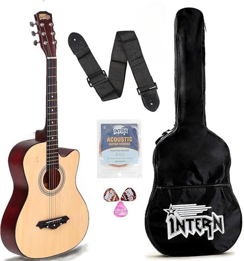 intern INT-38C-NT Acoustic Guitar Linden Wood Rosewood Right Hand Orientation(Natural)