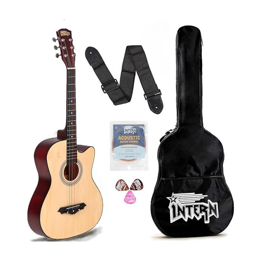 intern INT-38C-NT Acoustic Guitar Linden Wood Rosewood Right Hand Orientation(Natural)