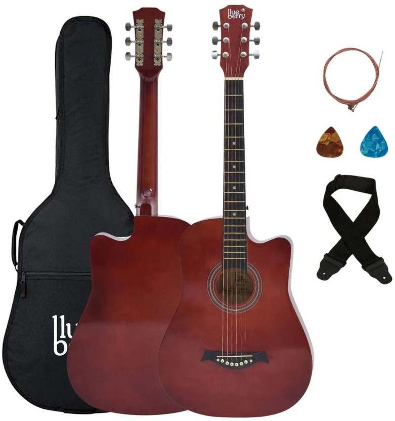 BLUEBERRY B-D38-BROWN 38Inch Inbuilt TrussRod Acoustic Guitar Linden Wood Plastic Right Hand Orientation(Ebony)