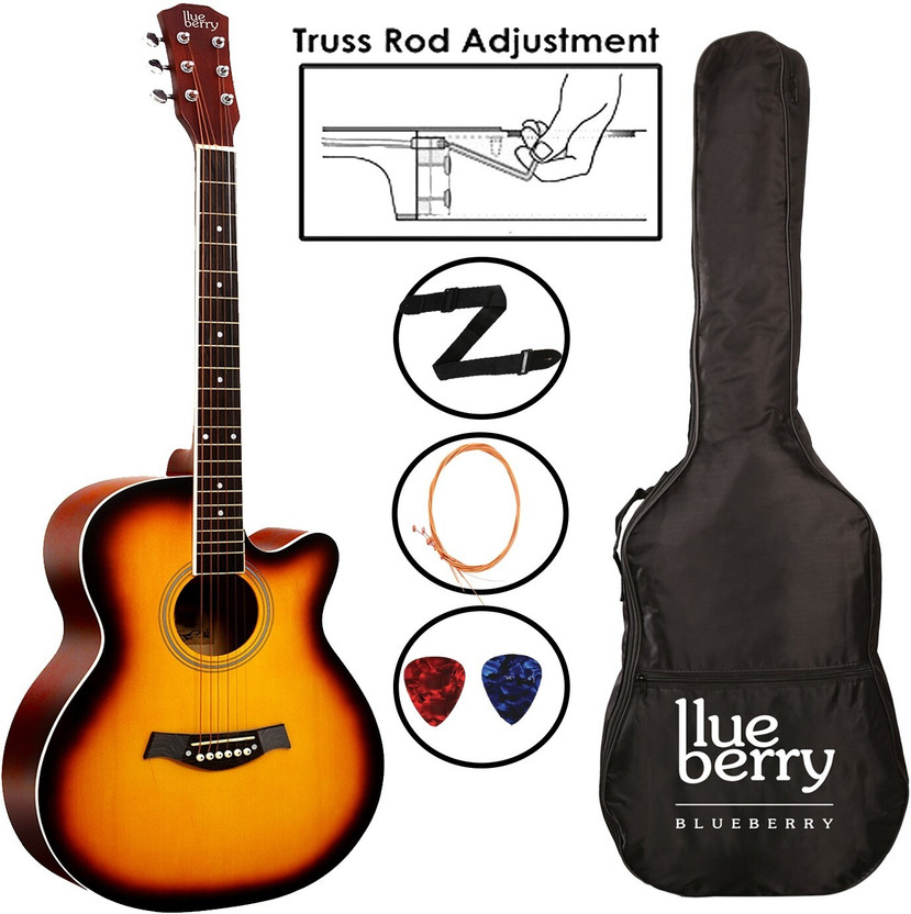 BLUEBERRY B-40Y-Sunburst, 40" Acoustic Guitar Spruce Rosewood Right Hand Orientation(Brown, Multicolor)