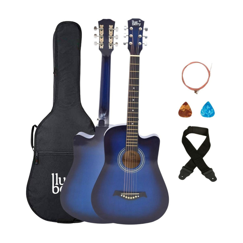 BLUEBERRY B-D38-Blue, 38Inch Inbuilt TrussRod Acoustic Guitar Linden Wood Plastic Right Hand Orientation(Blue)