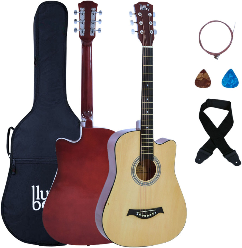 BLUEBERRY B-D38-Natural, 38" Inbuilt TrussRod Acoustic Guitar Linden Wood Plastic Right Hand Orientation(Beige)