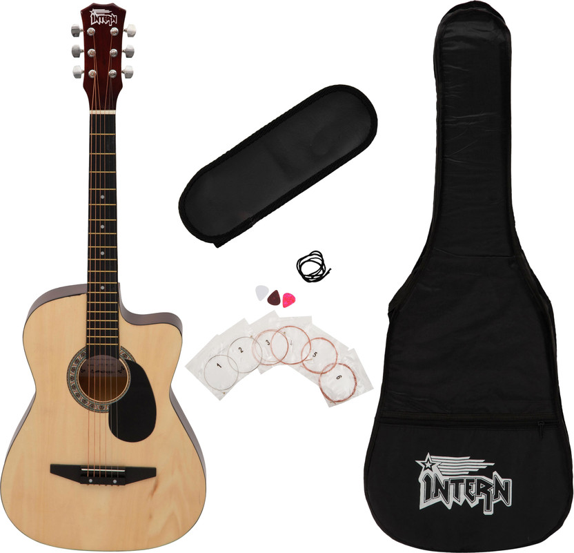 intern INT-38C-NT-G Acoustic Guitar Linden Wood Linden Wood Right Hand Orientation(Black)