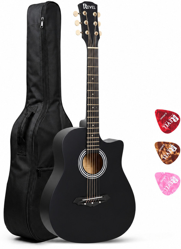REVEL RVL-38G-BK Acoustic Guitar Basswood Basswood Right Hand Orientation(Black)