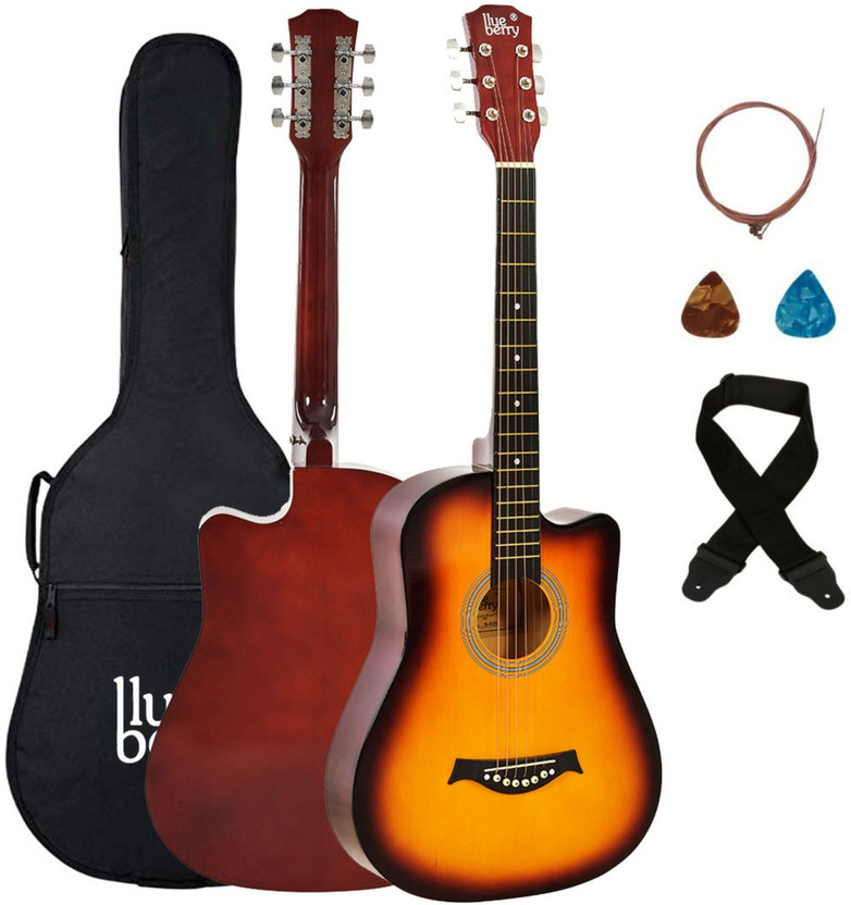 BLUEBERRY B-D38-Sunbrust, 38Inch Inbuilt TrussRod Acoustic Guitar Linden Wood Synthetic Wood Right Hand Orientation(Vintage Sunburst)