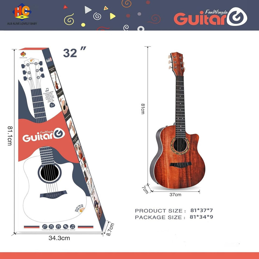 HEERVA EXIM Beginner Acoustic Guitar 32 Inch 6 String Classical Guitar Oak Wood Rosewood Right Hand Orientation(Brown)
