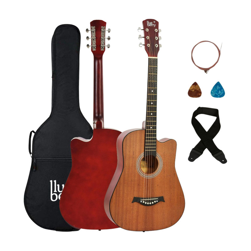 BLUEBERRY B-38C SAPELE, 38 Inch Acoustic Guitar Sapele Mahogany Laminate, Basswood Tech Wood Right Hand Orientation(Brown)