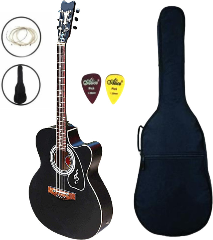 Piybha Store Med Black Acoustic Guitar Acoustic Guitar Rosewood Linden Wood Right Hand Orientation(Black)