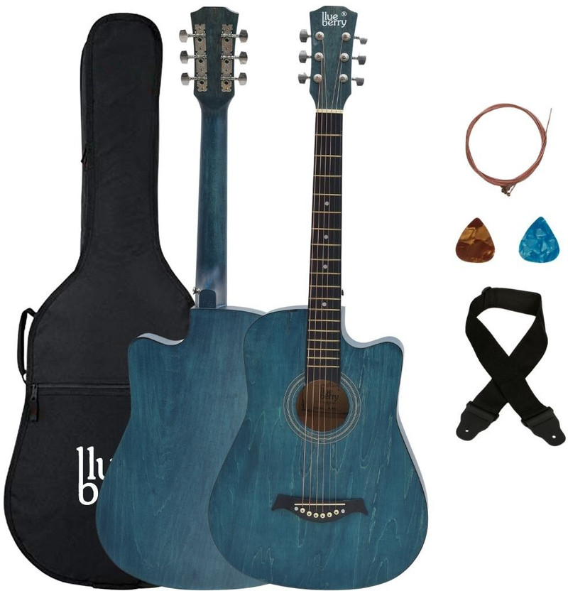 BLUEBERRY B-D38, Retro Blue Acoustic Guitar Linden Wood Synthetic Wood Right Hand Orientation(Blue)