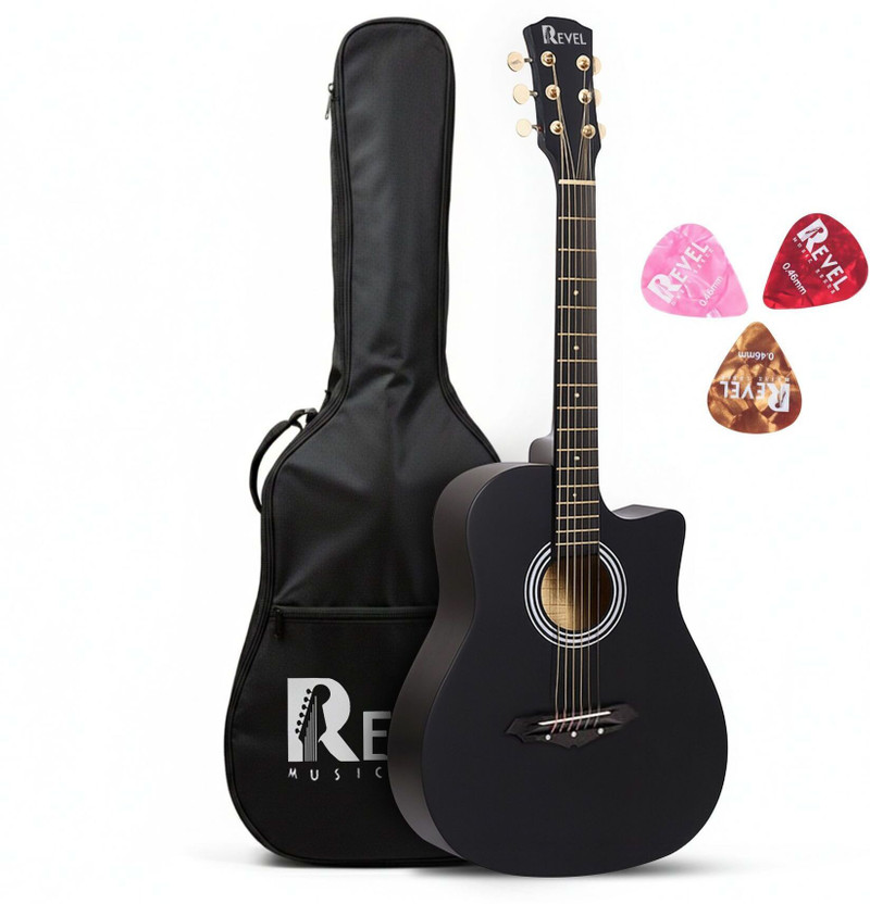 REVEL RVL-38C-LGP-BK Acoustic Guitar Linden Wood Ebony Right Hand Orientation(Black)