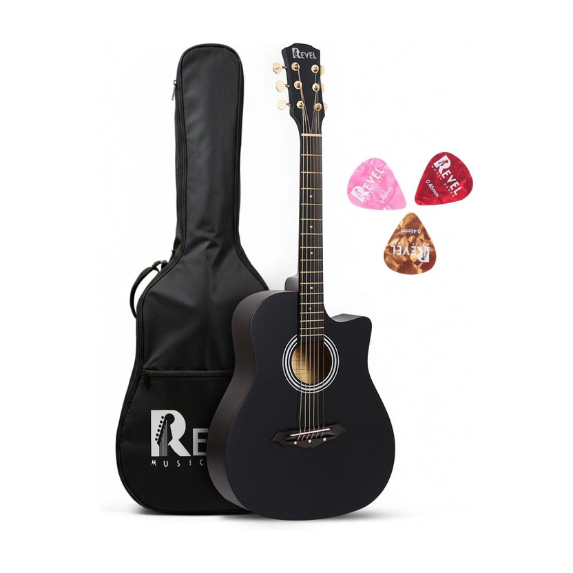 REVEL RVL-38C-LGP-BK Acoustic Guitar Linden Wood Ebony Right Hand Orientation(Black)