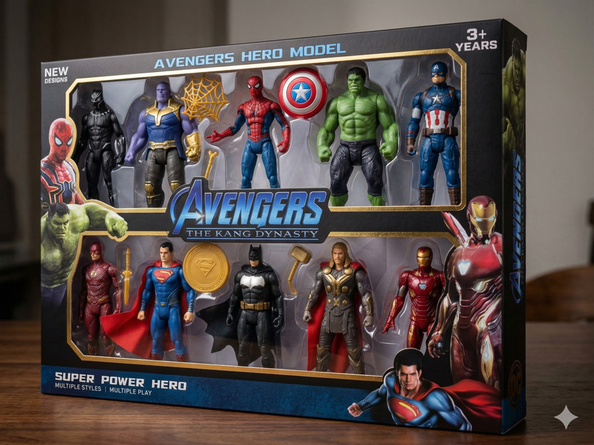 BAIRNINO Avengers Superhero Toy Kit | 10 Action Figures with Dynamic Pose Design(Multicolor)