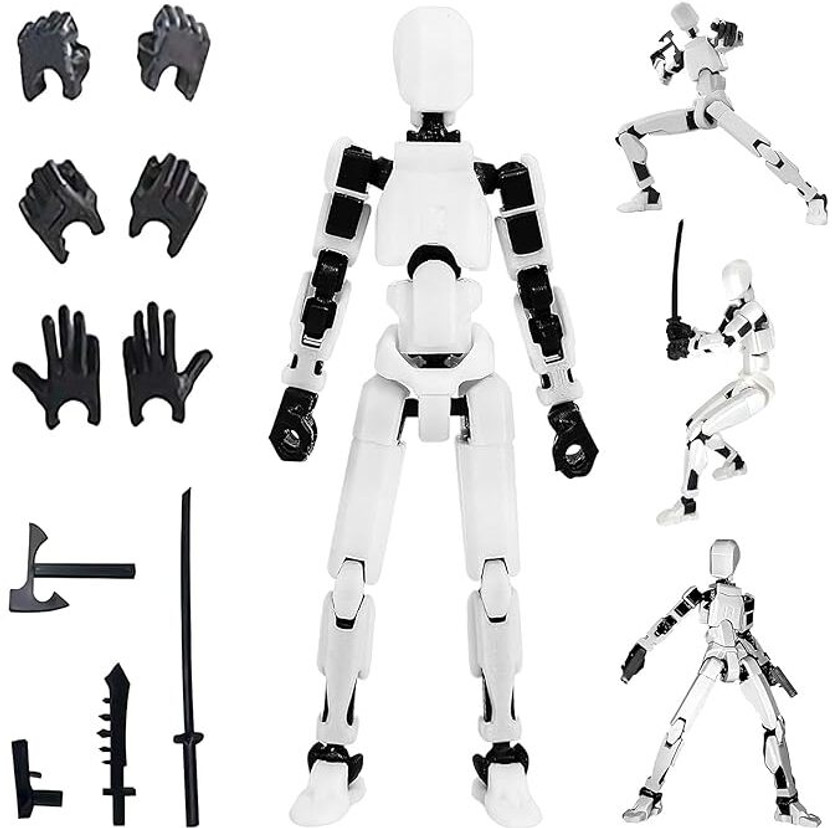 Bhootia Dummy 13 Action Figure | With Weapons| Build It Yourself Toy | 3D Printed(White, Black)