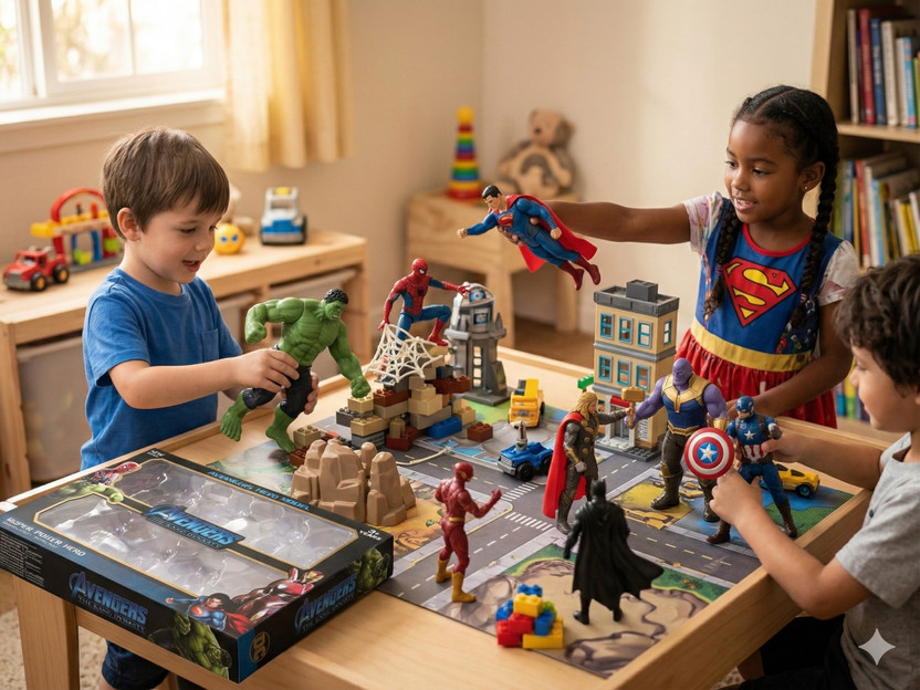 BAIRNINO Superhero Toy Bundle Set | 10 Action Figures with Accessories for Kids Playtime(Multicolor)