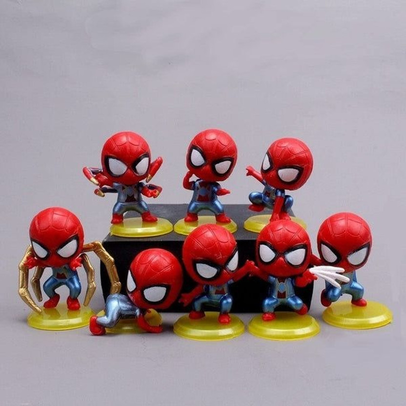 GT Gala Time Spiderman 8 Piece Action Figure Set Small Superhero Toy Kids Gift Set(Multicolor)