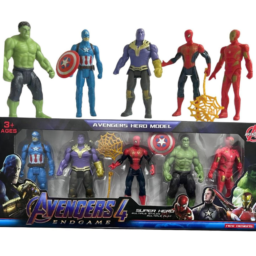 ZN STORE Marvel Avengers End Game Super Heroes Action Figure Toy Set for Kids. Pack of 5(Multicolor)
