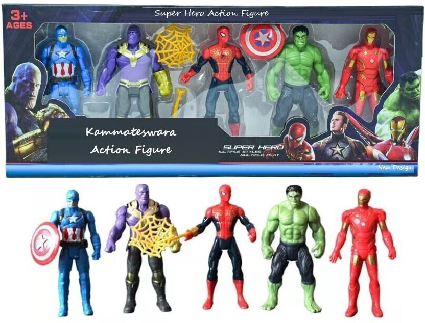 KAMMATESWARA Action Figure Toy Set in Action Toy for Kids (Set of 5 Superheroes)(Multicolor)