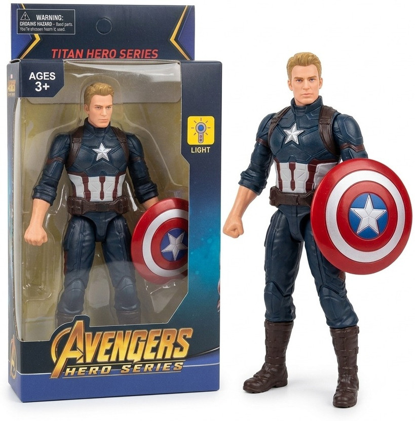 AS TOYS Captain America Action Figure 7 Inch with Light Up Feature(Blue)