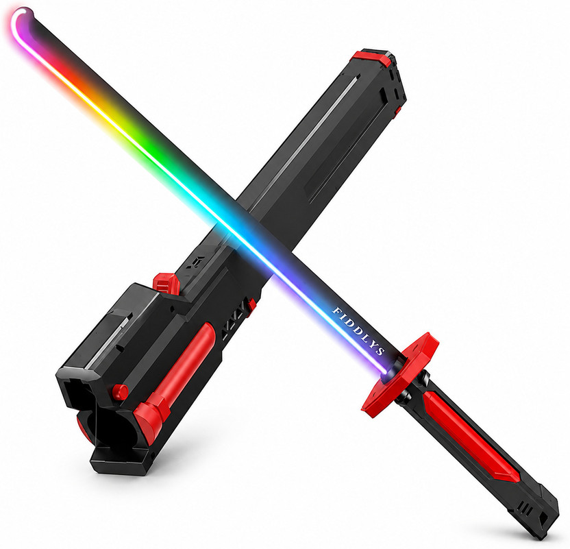 The Flyer's Bay LED Toy Sword with Smoke & Spark Effects, 7-Color RGB Light Blade with Sound FX(Multicolor)