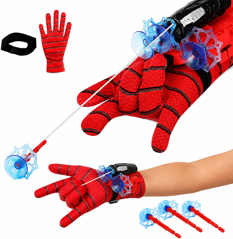 Velmi Spider Web Shooter Toy for Kids Hero Launcher Wrist Toy Set(Red)