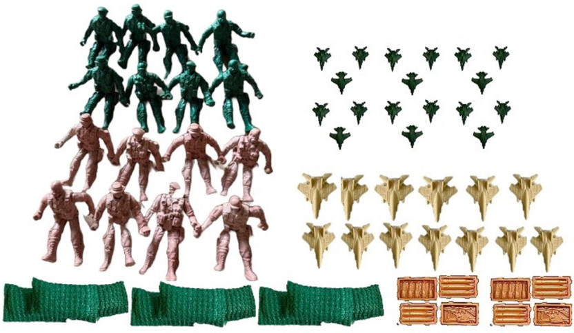 aparna's collection soldier Set Classic Toy Green Army Men 64 Piece(Multicolor)