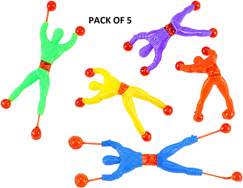 KOBBET Sticky Climbing Man Figures, 5 Pcs Wall Crawling Toy Set for Indoor Play(Multicolor)
