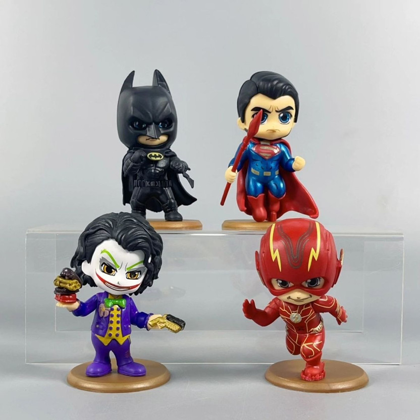 GT Gala Time DC Superhero 4 Piece Action Figure Set Chibi Toy Kids Gift Collectible(Multicolor)