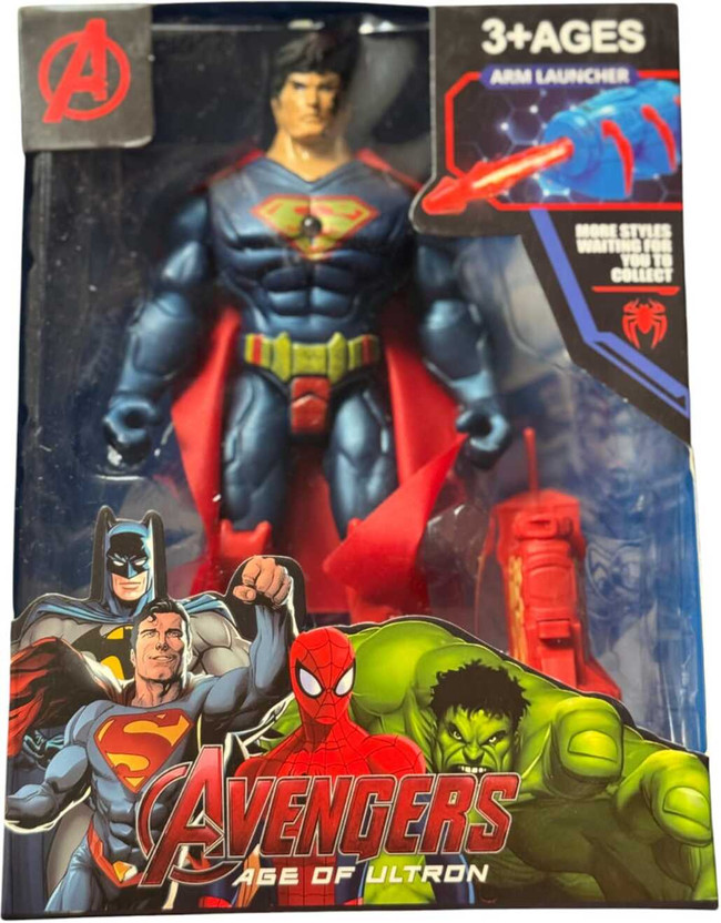 GKNEX Superhero Action Figure Toy With Manual Arm Launcher And Shield(Blue, Red)