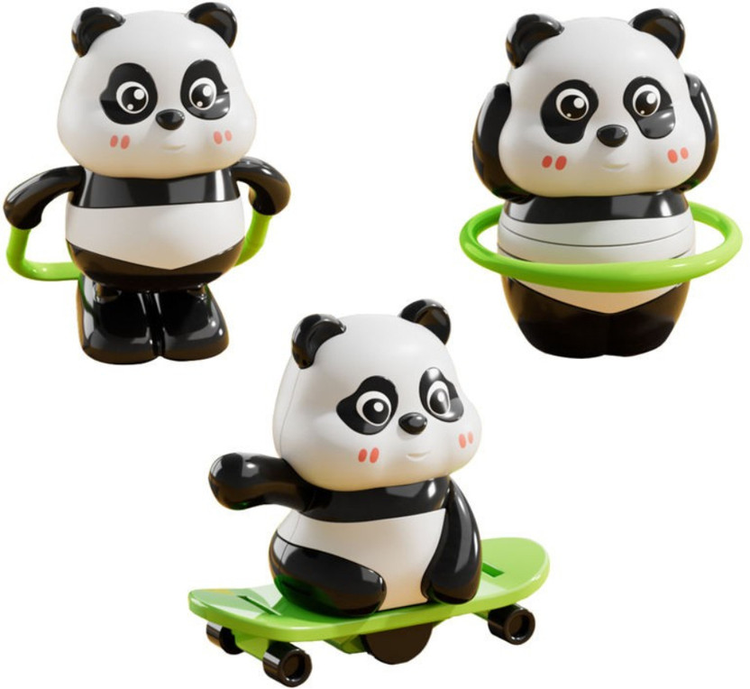 KRS Panda Toy Set for Kids 3PCS Wobbling Action Figures Gift Pack Age 3+(Multicolor)