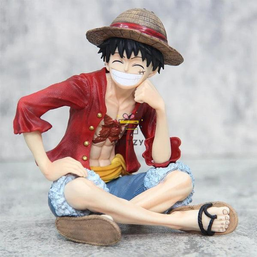 Giftzy One Piece Luffy Sitting Pose Action Figure Collectible Toy for Anime Lovers Gift(Multicolor)