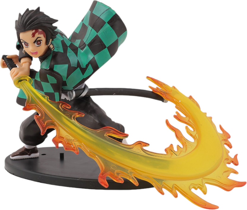 Daiyamondo Daiyamondo Tanjiro Kamado Demon Slayer Anime Action Figure Flame Effect Collectible Statue(Orange) - Flipkart Deal