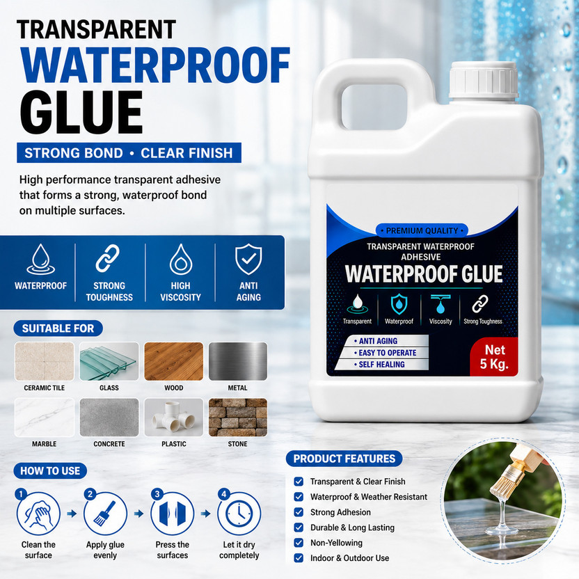 crownsmill Kiyano Waterproof glue Bathroom No Leak Adhesive (5 KG) with brush free Adhesive(5 kg)