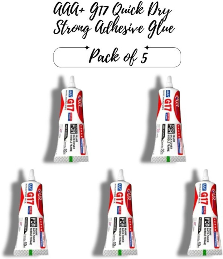 BABATOOLS Pack of 5 AAA+ G17 Quick Dry Strong Adhesive Glue 50ml Transparent Adhesive(50 ml)